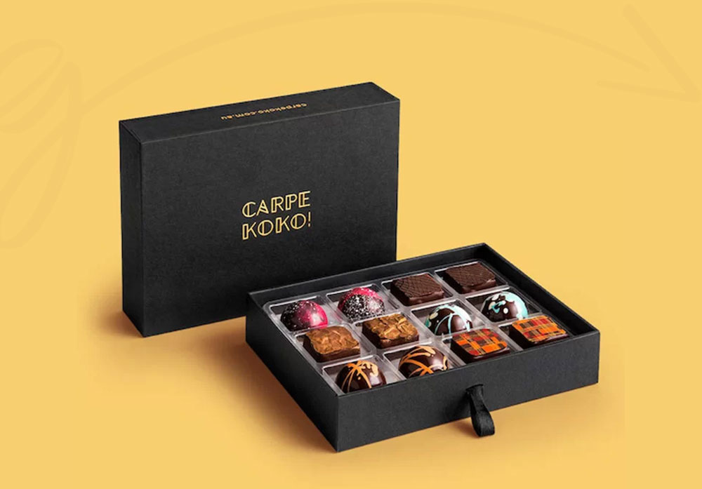Dark chocolate gift packaging design